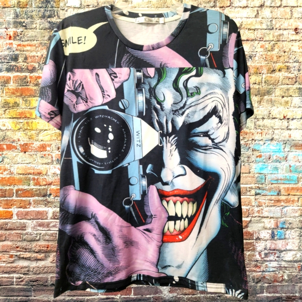 Linzi Yong 1981 Joker‎ Smile T Shirt Graphic Print Size XXL